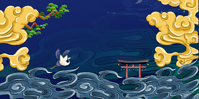 大气国潮东方意趣地产展板背景