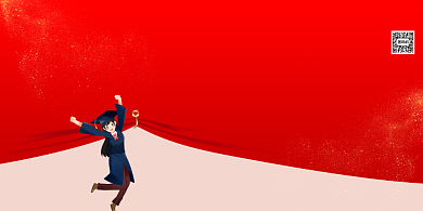 红色大气毕业典礼背景展板背景