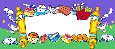 蓝色卡通美食大盘点公众号首图背景