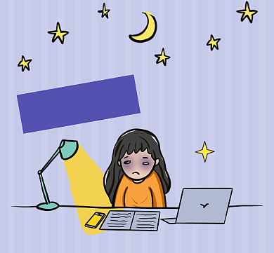 今晚熬夜简约插画朋友圈封面背景