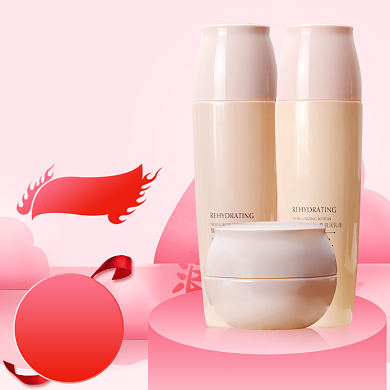 可爱粉色浪漫情人节化妆品电商主图背景