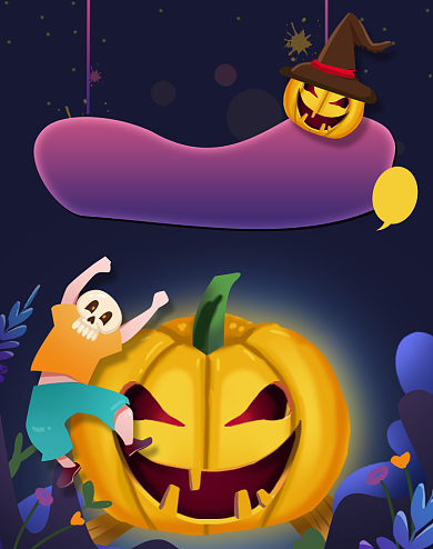 卡通万圣节狂欢活动海报背景