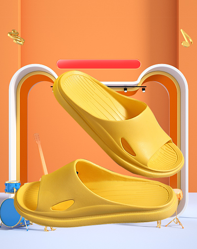 浅色拖鞋节日活动日常微立体竖版海报背景