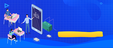 蓝色卡通卖货直播培训公众号首图背景