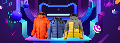 双十二年终盛典男装羽绒服电商全屏海报背景