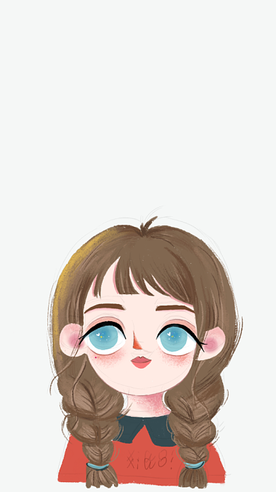 手绘女生文艺清新手机壁纸背景