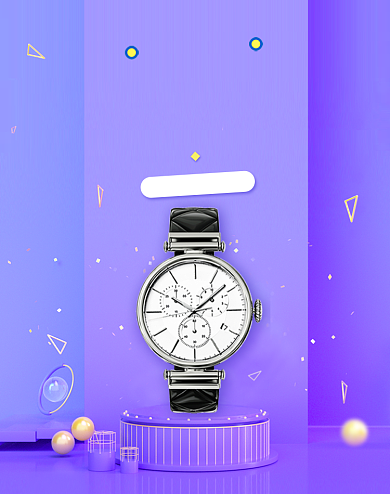 紫色年货钜惠手表配饰珠宝牛年春节海报背景