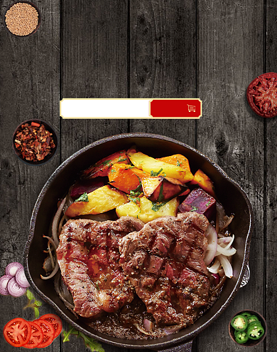 时尚菲力牛排美食促销海报背景