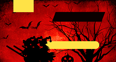 万圣节活动促销卡通趣味入口图红色黑色背景