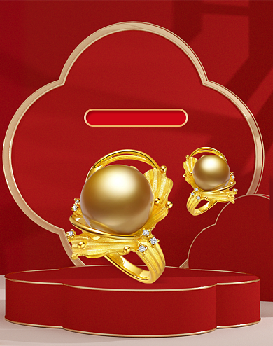 红色喜庆狂欢盛典珠宝珍珠电商海报背景