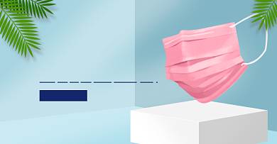 店铺电商淘宝小清新一次性口罩横版海报背景