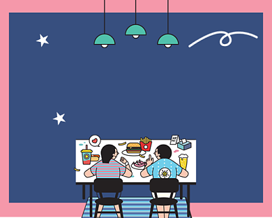 深夜美食扁平小程序封面背景