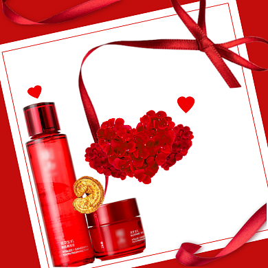 情人节214红色化妆品主图背景