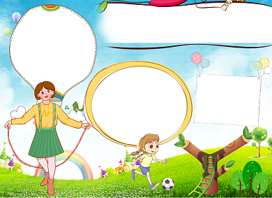 蓝色卡通运动会小报背景