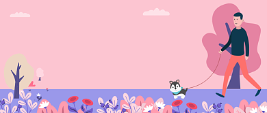 文明遛狗手绘卡通公众号首图背景