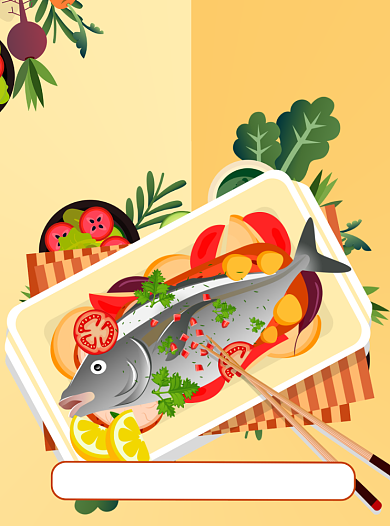 卡通风酸菜鱼美食促销美食宣传单背景