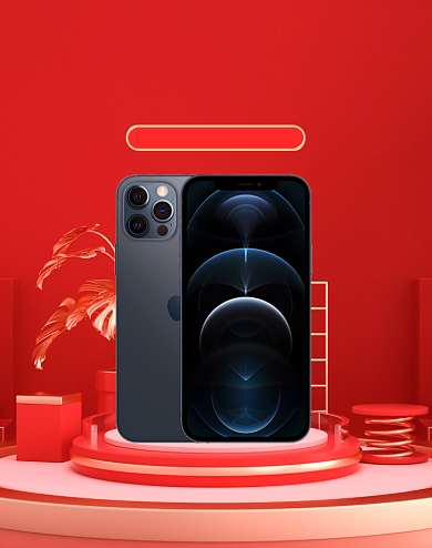 红色数码产品双十二立体海报背景