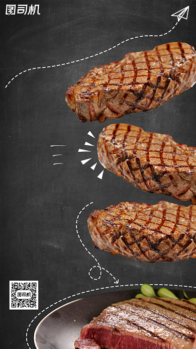 西餐厅牛排营销手机海报背景