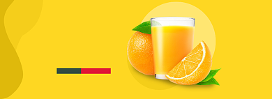 聚划算黄色简约橙子水果banner背景