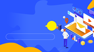 互联网编程蓝色卡通教育课程封面背景