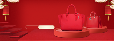 红色年货节女包包包促销海报背景