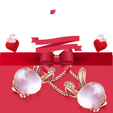情人节珠宝首饰浪漫项链红色主图背景