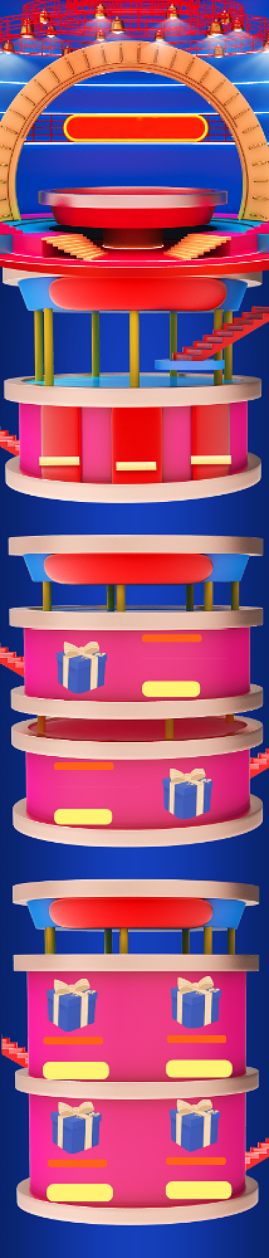 开学盛典开学季红蓝撞色C4D场景首页背景