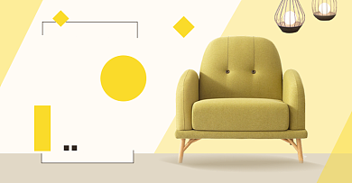 秋季家装节沙发椅子淘宝电商横版海报背景