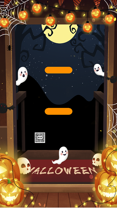 万圣节狂欢派对卡通插画手机海报背景