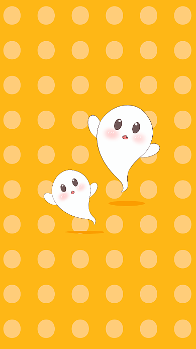 万圣节吓人可爱幽灵插画手机壁纸背景