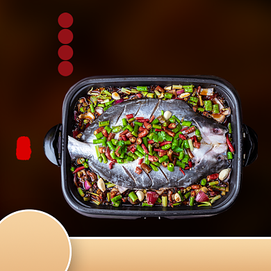 餐饮美食烤鱼主图背景