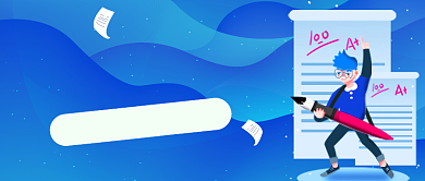 蓝色卡通学霸培训班公众号首图背景