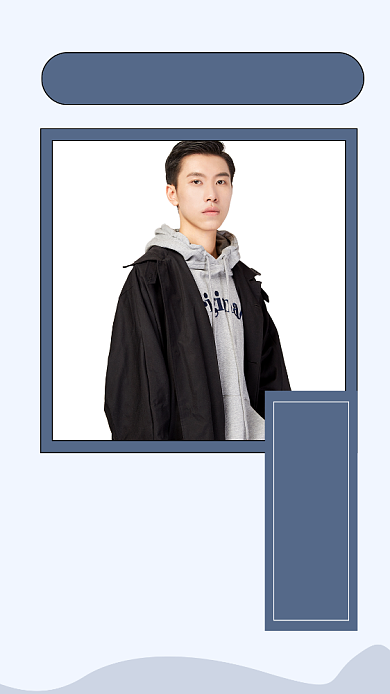 蓝色简约服饰风衣宣传文章配图背景