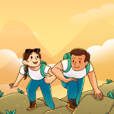 周末爬山简约插画公众号次图背景