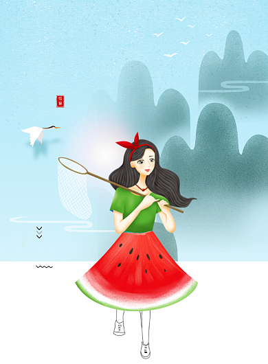 你好八月创意文艺海报背景