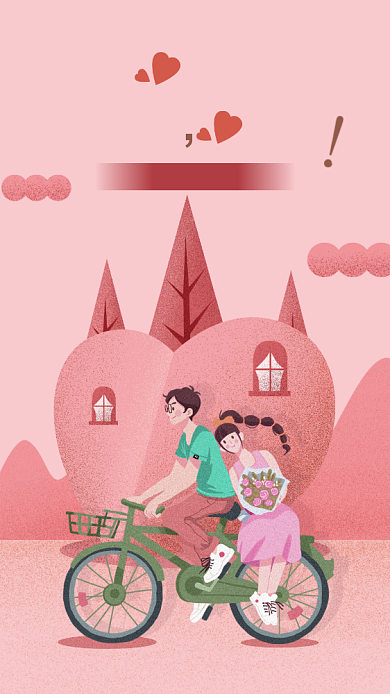 情人贺卡粉色浪漫单车背景