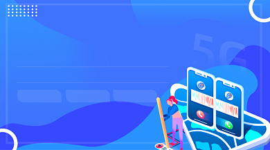 5G新基建蓝色简约手机横图背景