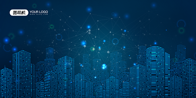 迎新晚会蓝色科技风企业迎新展板背景