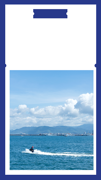 蓝色简约海边风景文章配图背景