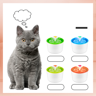 猫咪饮水喂食器多色展示对比简约主图背景