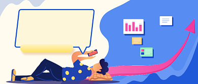 蓝色卡通线上理财公众号首图背景