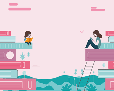 好书推荐手绘卡通扁平小程序封面背景