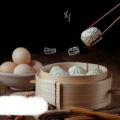 美味早餐包子外卖主图背景