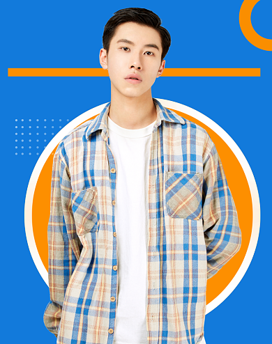 秋冬男装衬衫时尚撞色促销海报背景