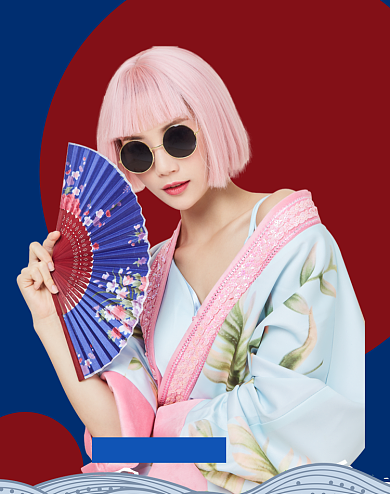 国朝女装国潮促销海报背景