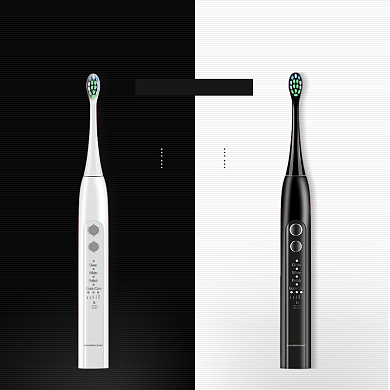 黑白简约高端牙刷小家电主图背景