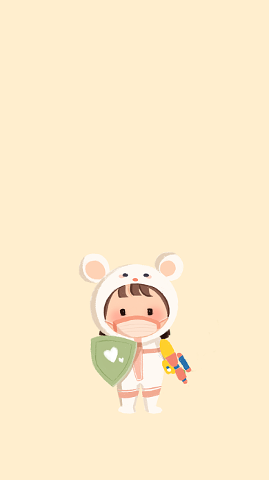 花瓣手绘熊孩子手机壁纸背景