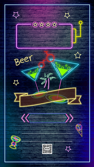 酒吧开业霓虹灯效果酒吧促销手机海报背景
