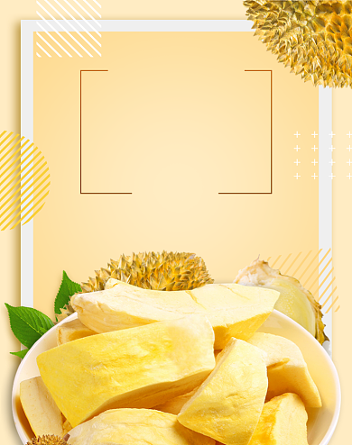 黄色吃货节榴莲干芒果干活动海报背景