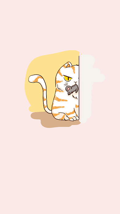猫咪抓老鼠社会猫插画手机壁纸背景